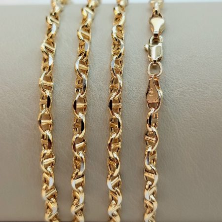 Solid 14K Gold Anchor Chain Necklace 4mm 19.5-23.5 inch Length