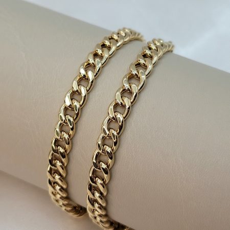 Solid 18K Gold Curb Chain Bracelet 7mm 7.25-7.5 inch Length