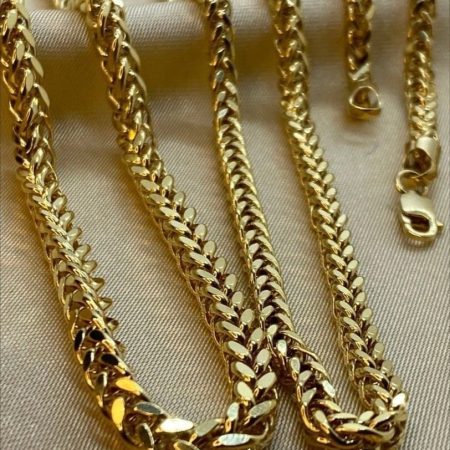 Solid 14K Gold Foxtail Franco Chain Necklace 4mm-5mm 20-27.5 inch Length