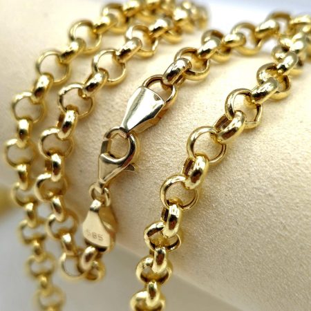 Solid 14K Gold Rolo Chain Necklace 6mm 16-18.5 inch Length