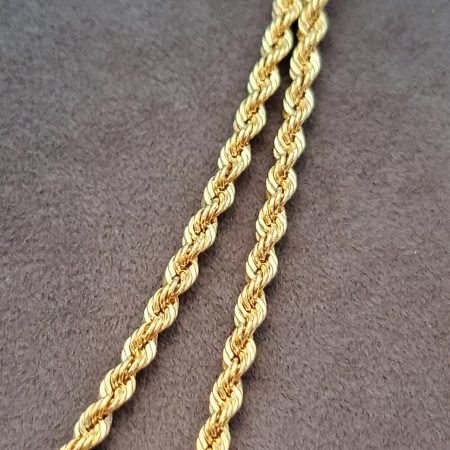 Solid 18K Gold Rope Chain Necklace 2.5mm 16-18 inch Length
