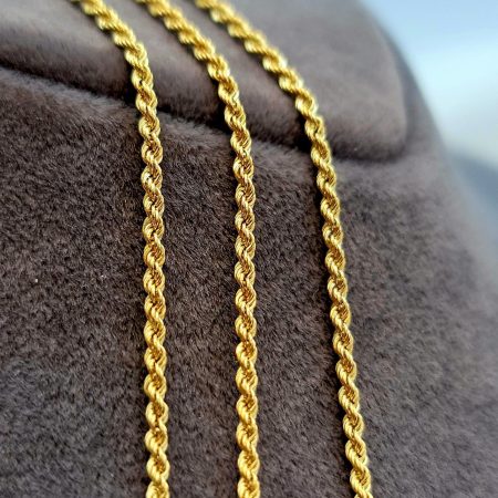 Solid 18K Gold Twisted Rope Chain Necklace 2.30mm 18 inch Length