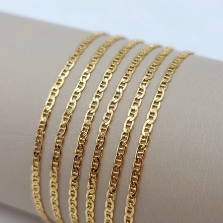 Solid 18K Gold Anchor Chain Necklace 3mm 16-20 inch Length