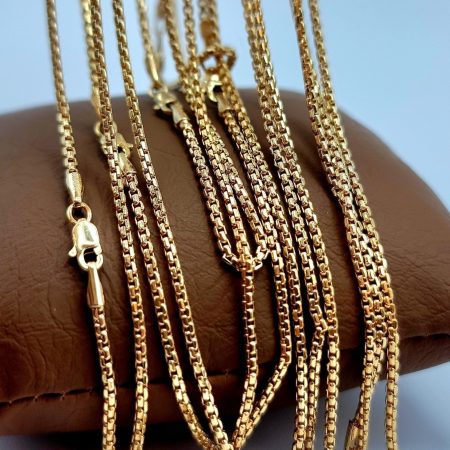 Solid 14K Gold Box Chain Necklace 2mm 16-26 inch Length