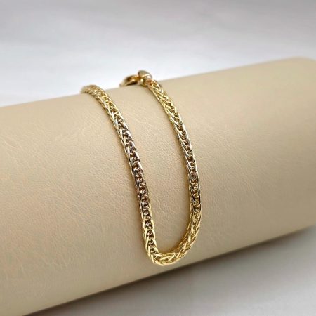 Solid 14K Gold Bracelet Foxtail Franco Chain Bracelet 7-10 inch Length