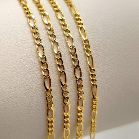 Solid 18K Gold Figaro Chain Necklace 2mm 16-19.5 inch Length
