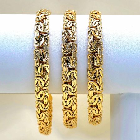 Solid 14K Gold Byzantine Chain Bracelet 9mm 7-8.5 inch Length