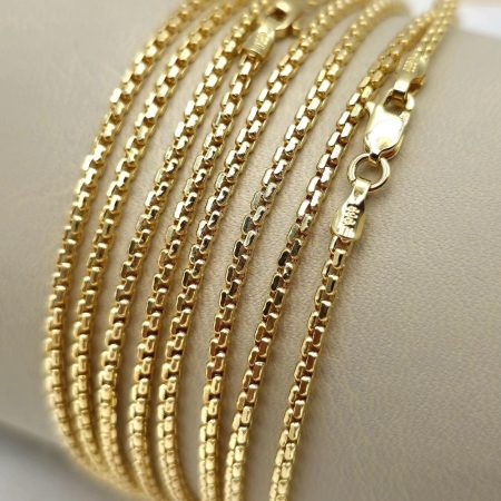 Solid 18K Gold Box Chain 2mm 16-24 inch Length