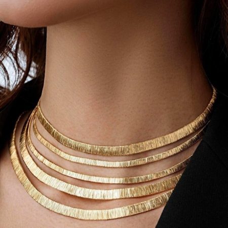 Solid 14K Gold Herringbone Chain Necklace 6.5mm 16-22 inch Length