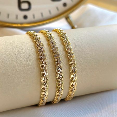 Solid 18K Gold Twisted Curb Chain Bracelet 6mm 7-7.5 inch Length