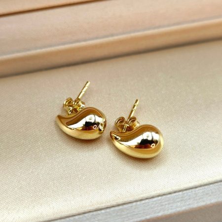 Solid 18K Gold Tear Drop Stud Earrings