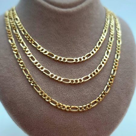 Solid 18K Gold Figaro Chain Necklace 4mm 16-22 inch Length
