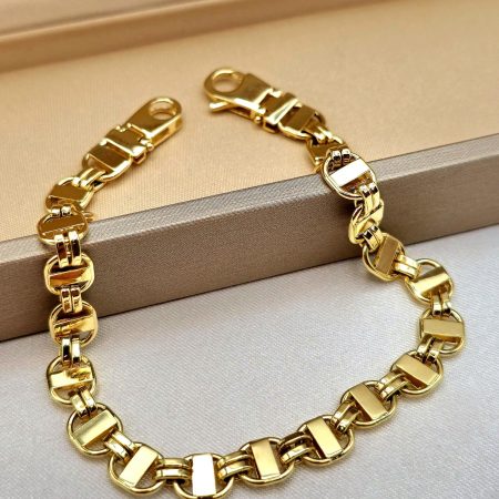Solid 18K Gold Mariner Anchor Bracelet 6.5mm 7-8.5 inch Length