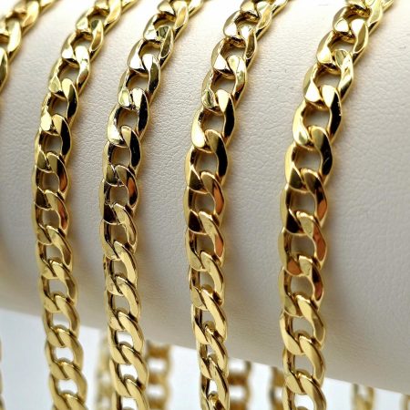 18K Gold Curb Chain Necklace 5.5mm 16-23.5 inch Length