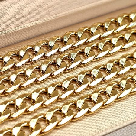 Solid 18K Gold Twisted Curb Chain Necklace 6.5mm 16-23.75 inch Length