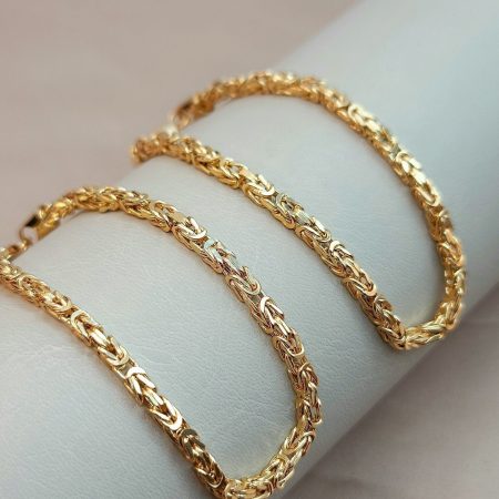 Solid 18K Gold Byzantine Chain Bracelet 3.5mm 7-8.5 inch Length