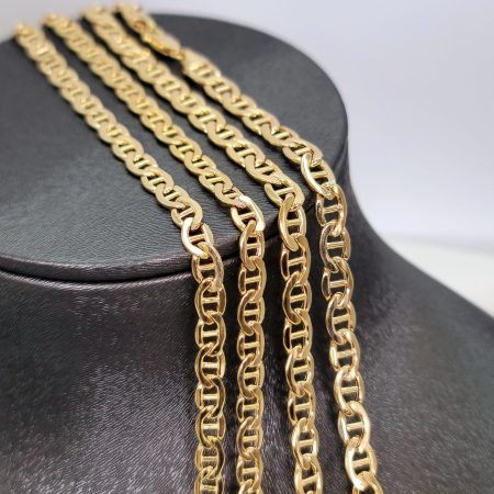 Solid 18K Gold Anchor Chain Necklace 5mm-6mm 20-25.5 inch Length