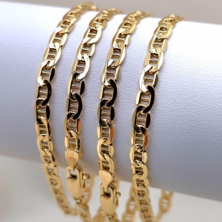 Solid 18K Gold Anchor Mariner Link Chain Bracelet 5mm 7-8 inch Length