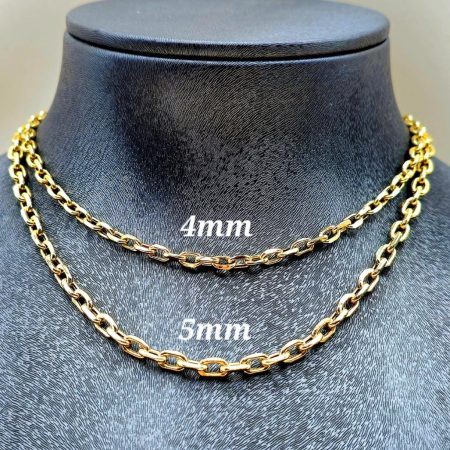 Solid 14K Gold Cable Chain Necklace 4-5mm Thick 16-28 inch Length