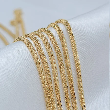 Solid 18K Gold Foxtail Chain Necklace 2mm 20-24 inch Length