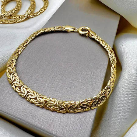 Solid 14K Gold Byzantine Chain Bracelet 6mm 6.5-8 inch Length