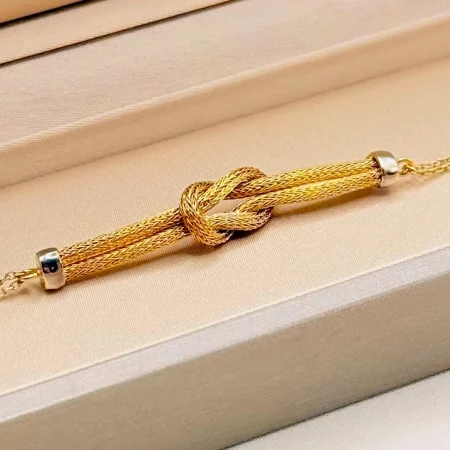 Solid 18K Gold Knot Mesh Bracelet