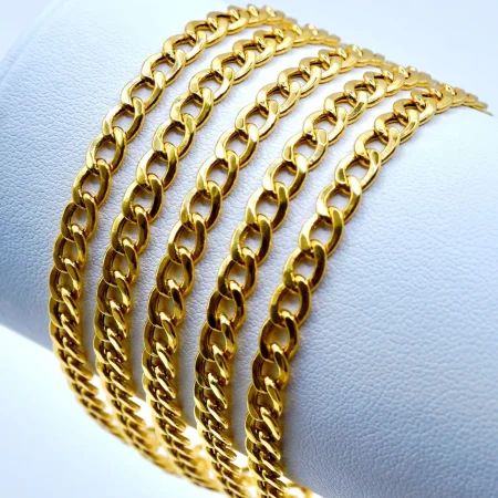 Solid 18K Gold Curb Chain Bracelet 5mm 6-8 inch Length