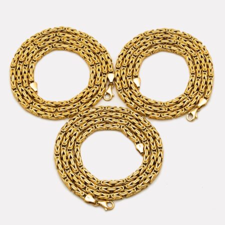Solid 14K Gold Byzantine 4mm Chain Necklace