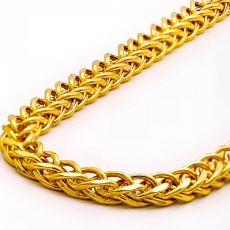 Solid 14K Gold Franco Wheat Chain Diamond-Cut 4mm Unisex Necklace
