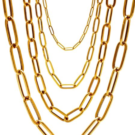 Solid 18K Gold Paperclip Chain 4-6.5mm Necklace - Unisex